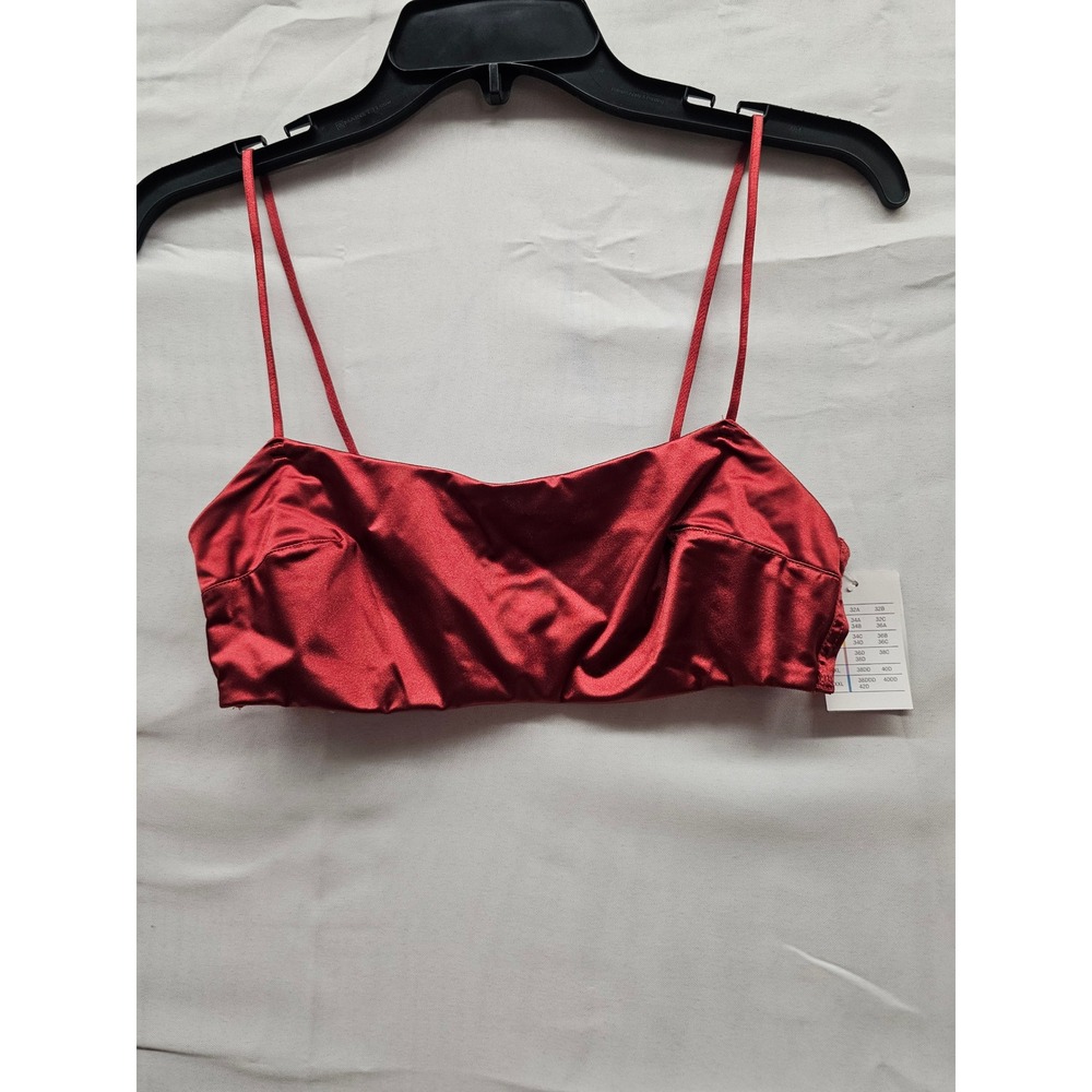 Auden Red Satin‎ Bralette Small Adjustable Straps Wire Free Ruby Red MRMR02 NWT
